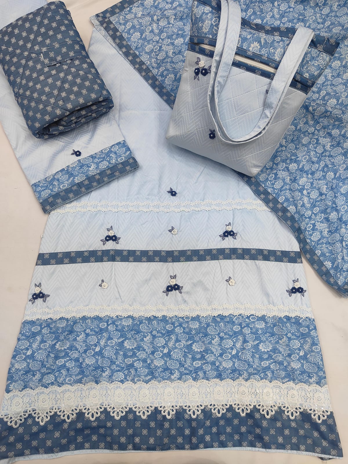  Namazi Rida cum Jori RCJ with Quilted Masallah and spacious Quilted Bag